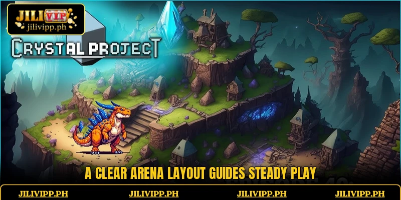 A clear arena layout guides steady play