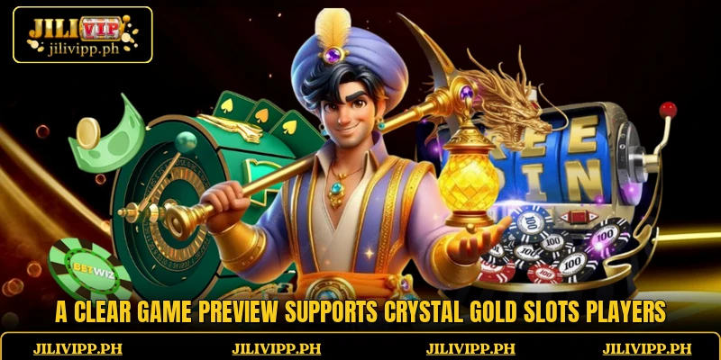 A clear game preview supports Crystal Gold Slots players