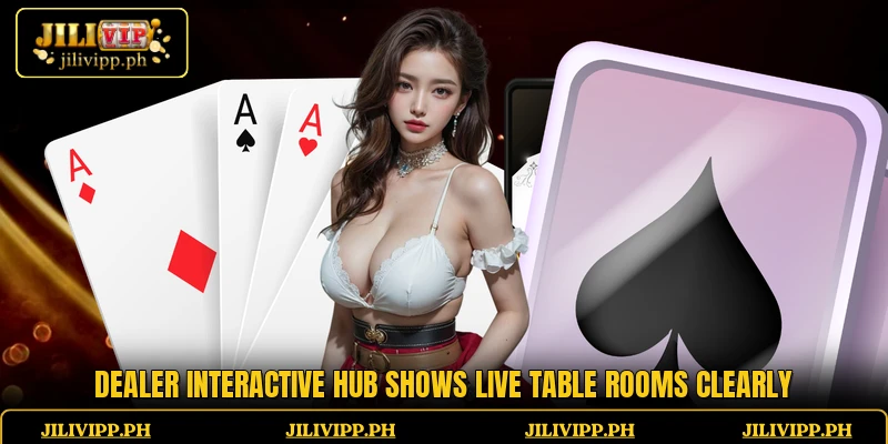 Dealer Interactive Hub shows live table rooms clearly