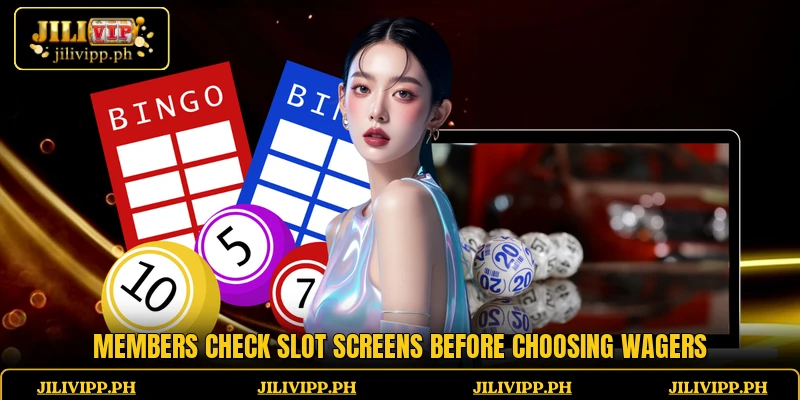 Members check slot screens before choosing wagers