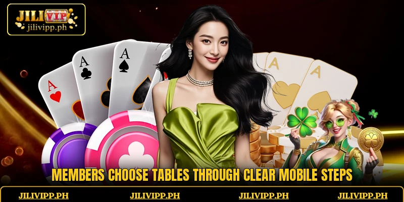 Members choose tables through clear mobile steps