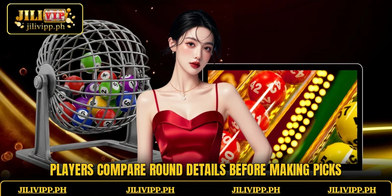 Players compare round details before making picks