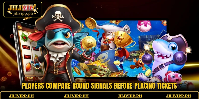 Players compare round signals before placing tickets