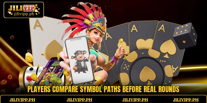Players compare symbol paths before real rounds