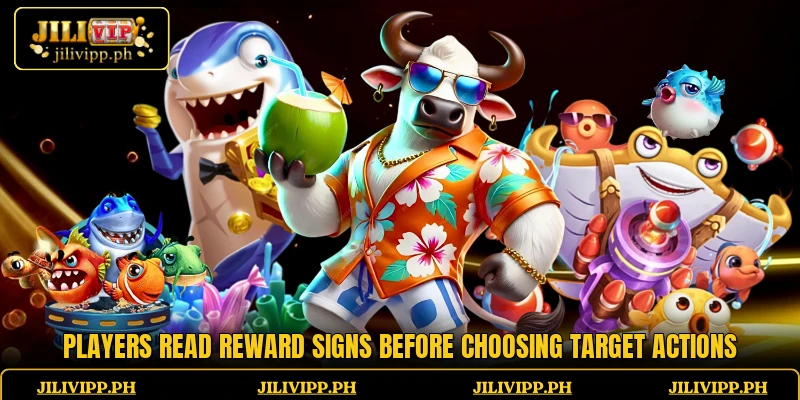 Players read reward signs before choosing target actions