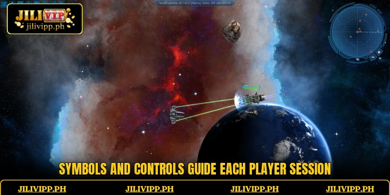 Symbols and controls guide each player session